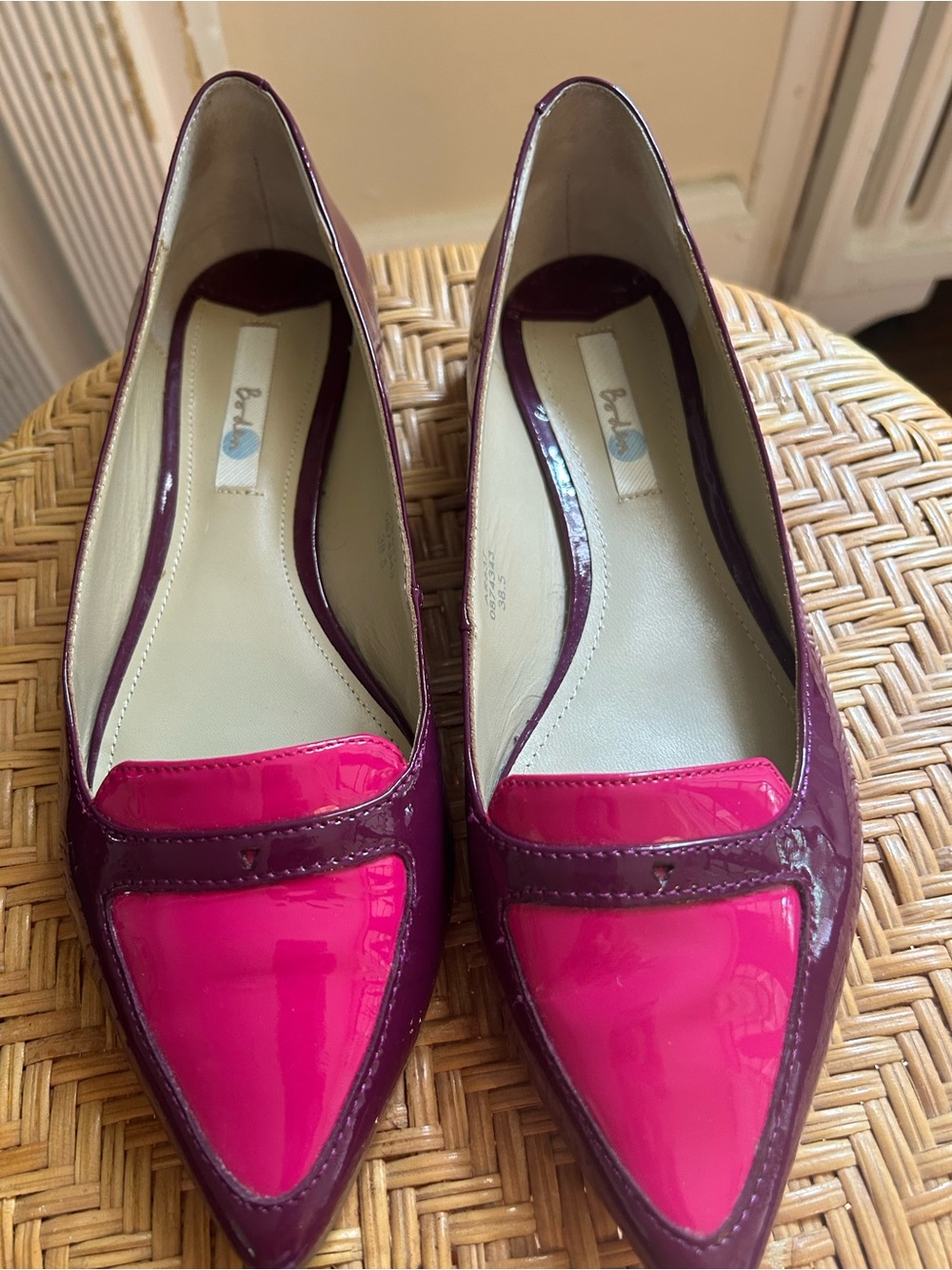 Boden Two-Tone Patent Pointed Toe Flats
